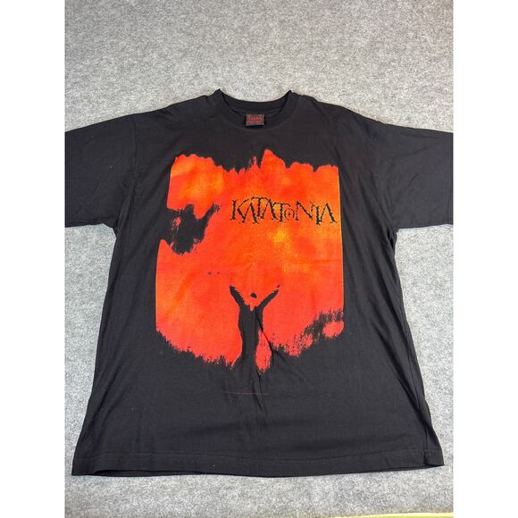 VINTAGE Katatonia Discouraged Ones Fiend Band Shirt Mens XL Black Graphic Tee - Picture 1 of 7